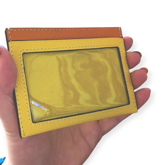 Coach Slim ID Card Case Colorblock Neon Leather Small Wallet - Picture 2 of 6